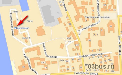 Где находиться автовокзал на карте